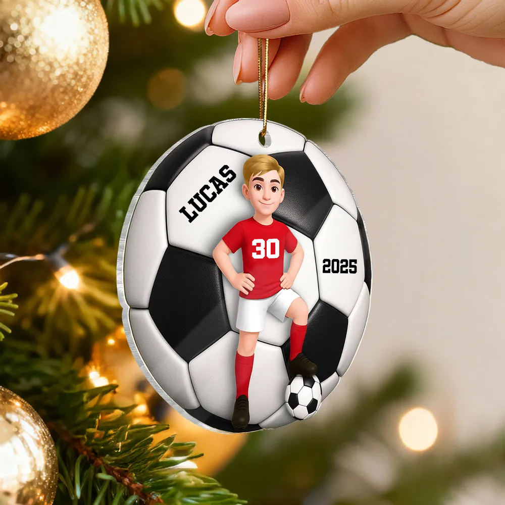 Pendentif en acrylique personnalisé avec enfant footballeur – Cadeau pour garçon et fille de football
