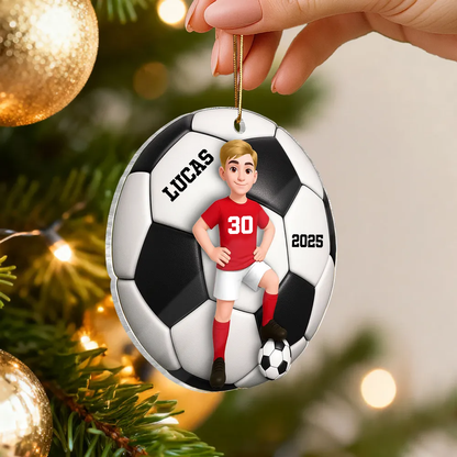 Pendentif en acrylique personnalisé avec enfant footballeur – Cadeau pour garçon et fille de football