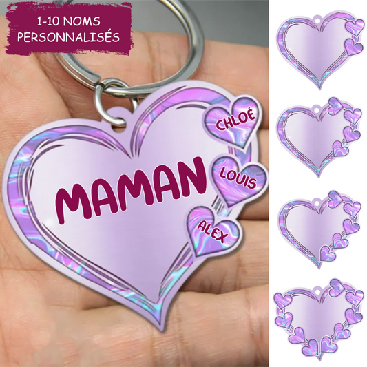 Coeurs Porte-clés personnalisé-Maman & Grand-mère 2-11 noms