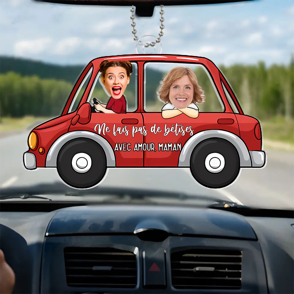 Ornement de voiture amusant avec photos pour fils et fille