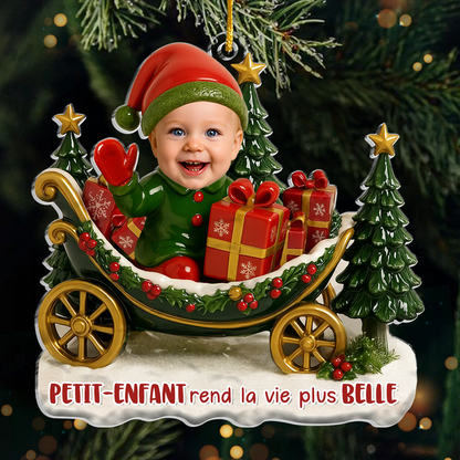 Pendentif en acrylique avec photos et texte – Décoration de sapin de Noël personnalisée pour mamie et papi