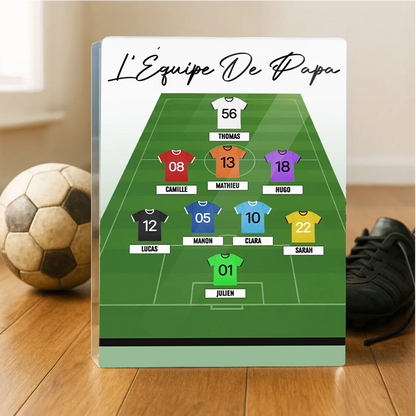 Bloc en acrylique personnalisé avec maillots de football – Cadeau pour papa et les fans de football