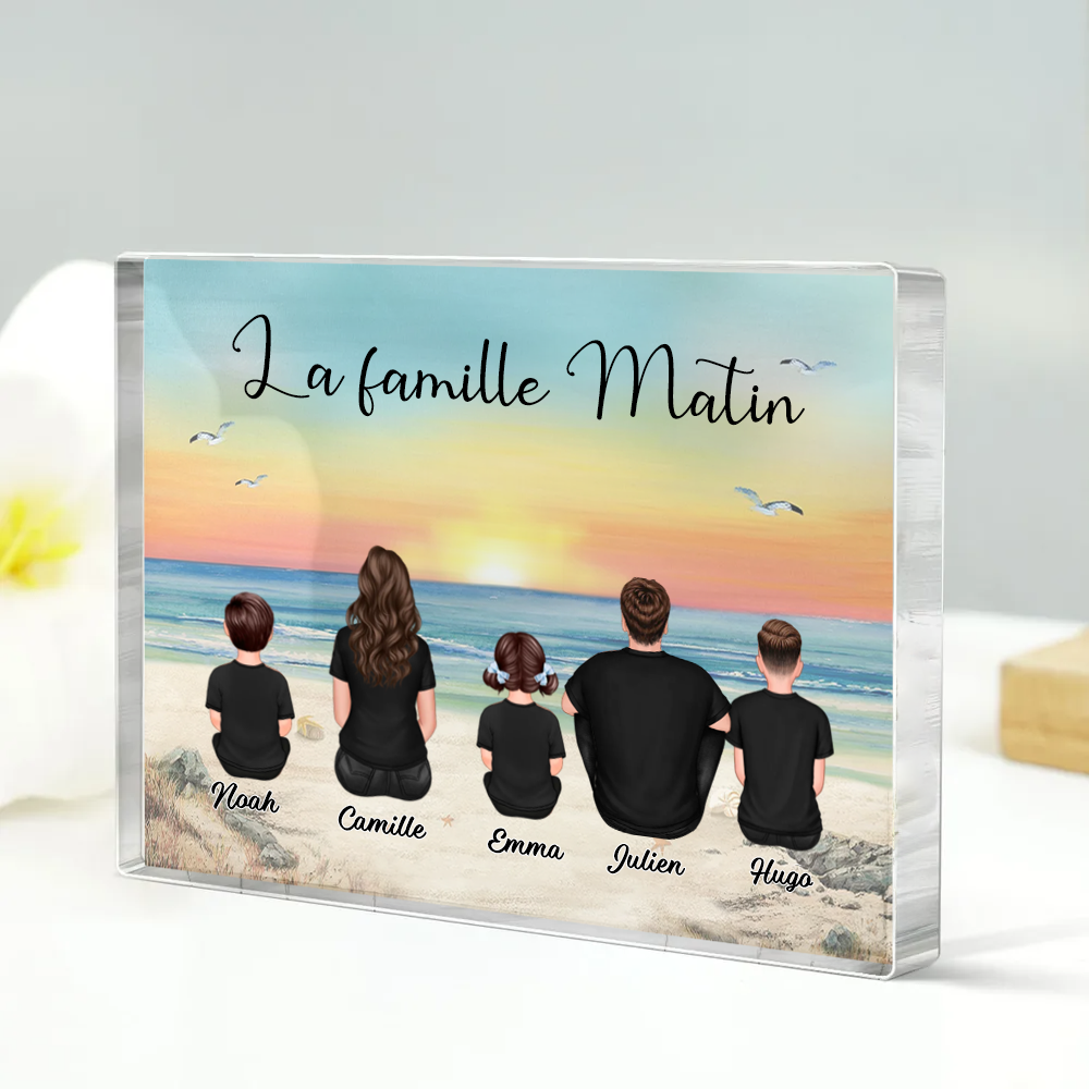 Bloc acrylique avec 2 à 10 personnes, texte et noms personnalisés Cadeau pour la famille