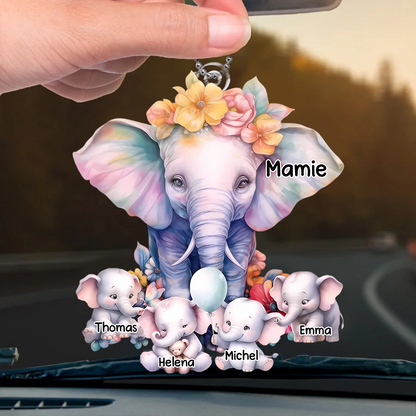 Pendentif personnalisé avec éléphants et prénom