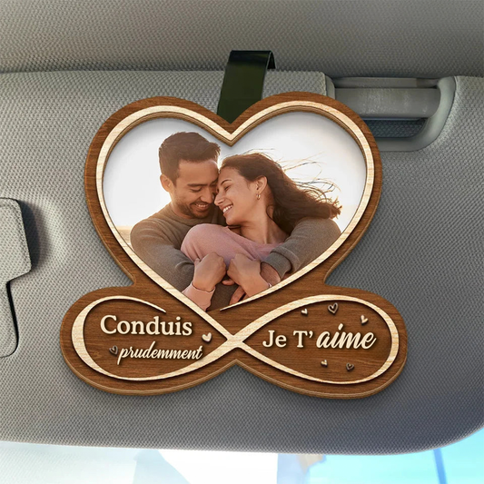 Conduis prudemment - Clip pare-soleil personnalisé pour couples