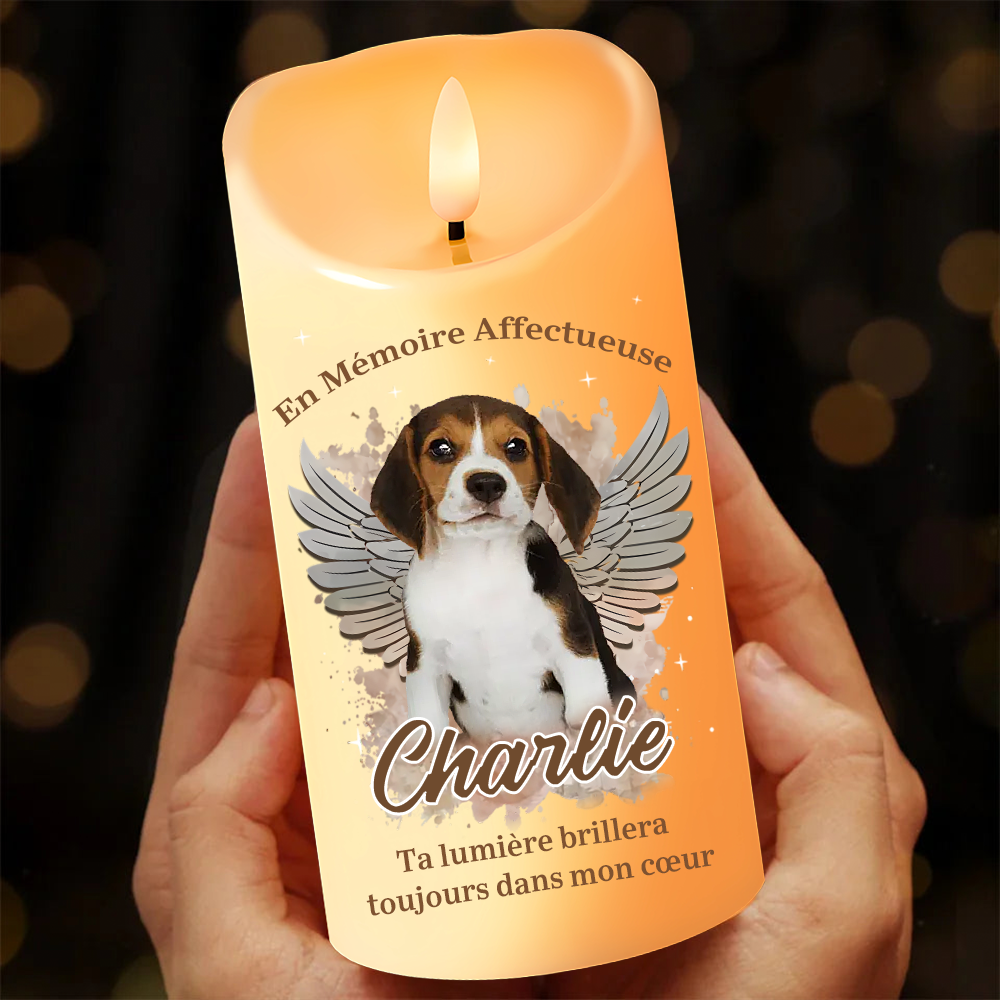 Bougie LED avec photo - En mémoire affectueuse - Cadeau de deuil