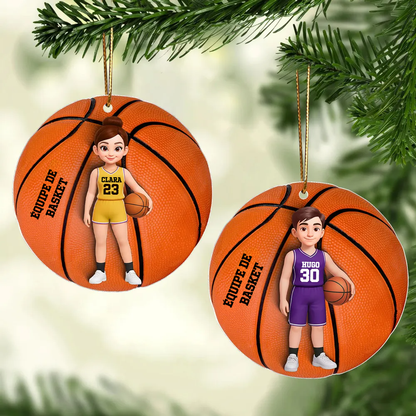 Pendentif en acrylique personnalisé avec enfant basketteur – Cadeau pour garçon et fille de basketball