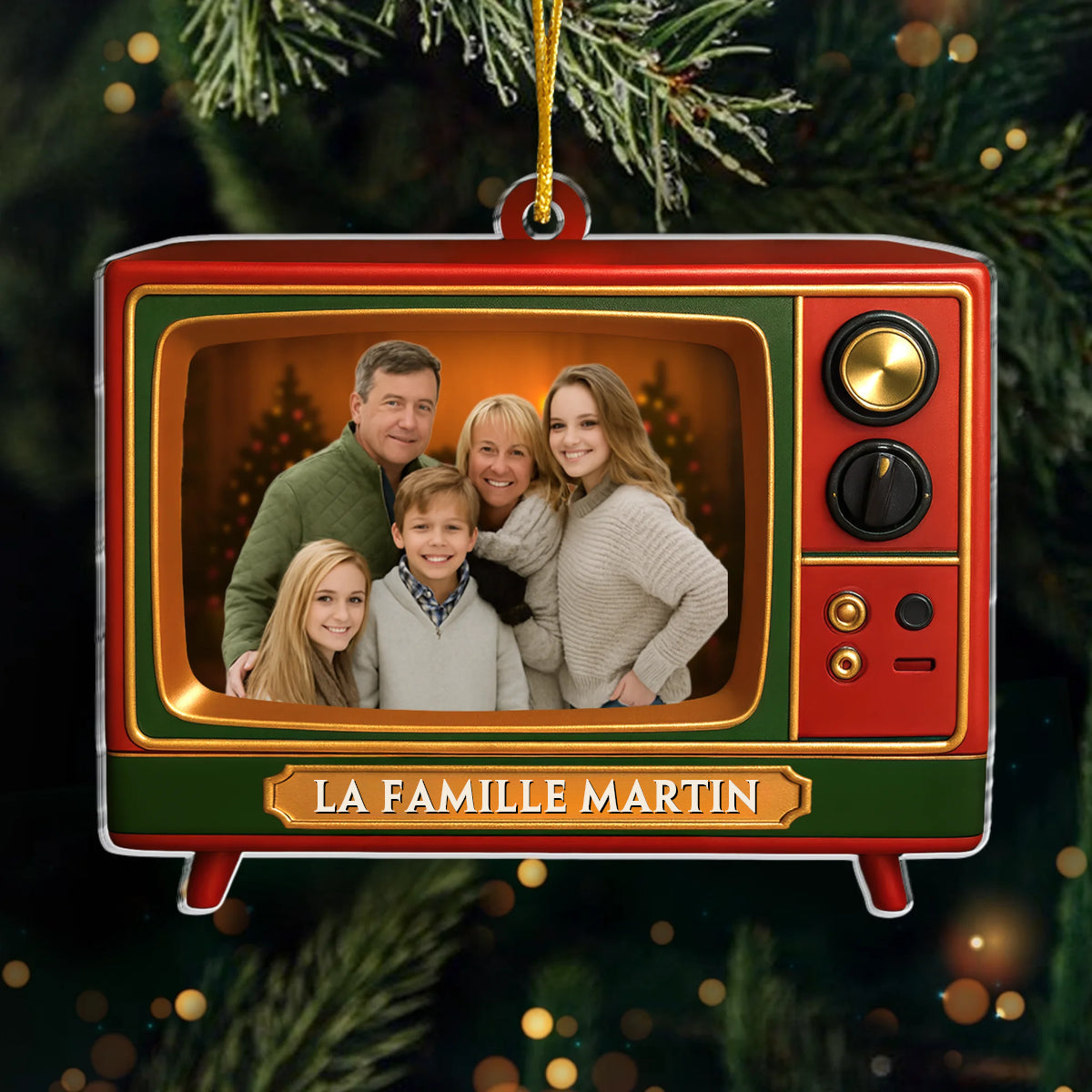 Orement photo en acrylique Décoration de Noël personnalisée avec télévision