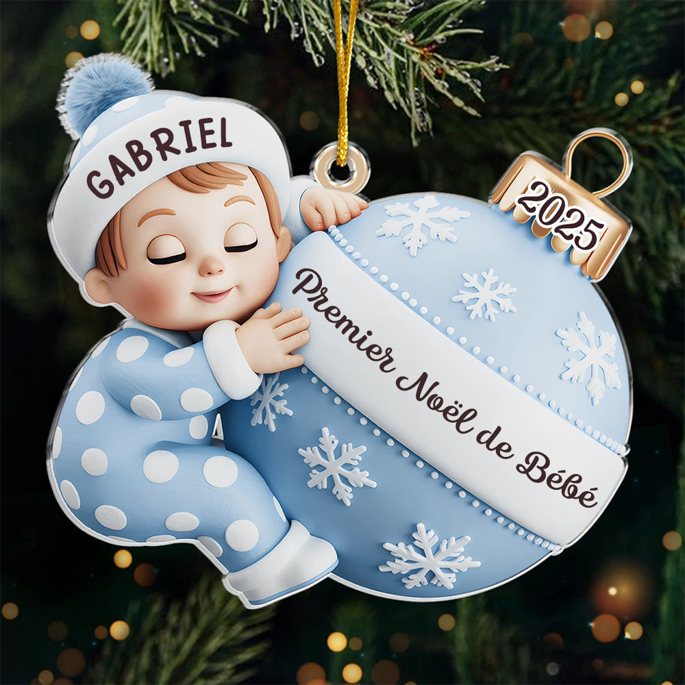 « Premier Noël de bébé » Orement en acrylique avec nom Décoration de Noël personnalisée