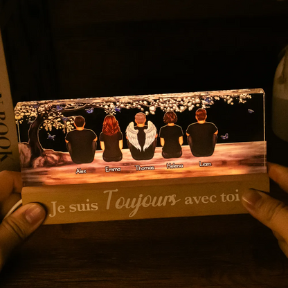 Veilleuse LED personnalisée – Famille sous l’arbre, cadeau de deuil