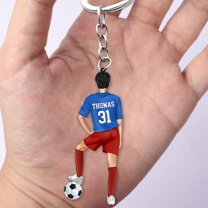 Porte-clés en acrylique personnalisé pour joueur de football et passionné de football