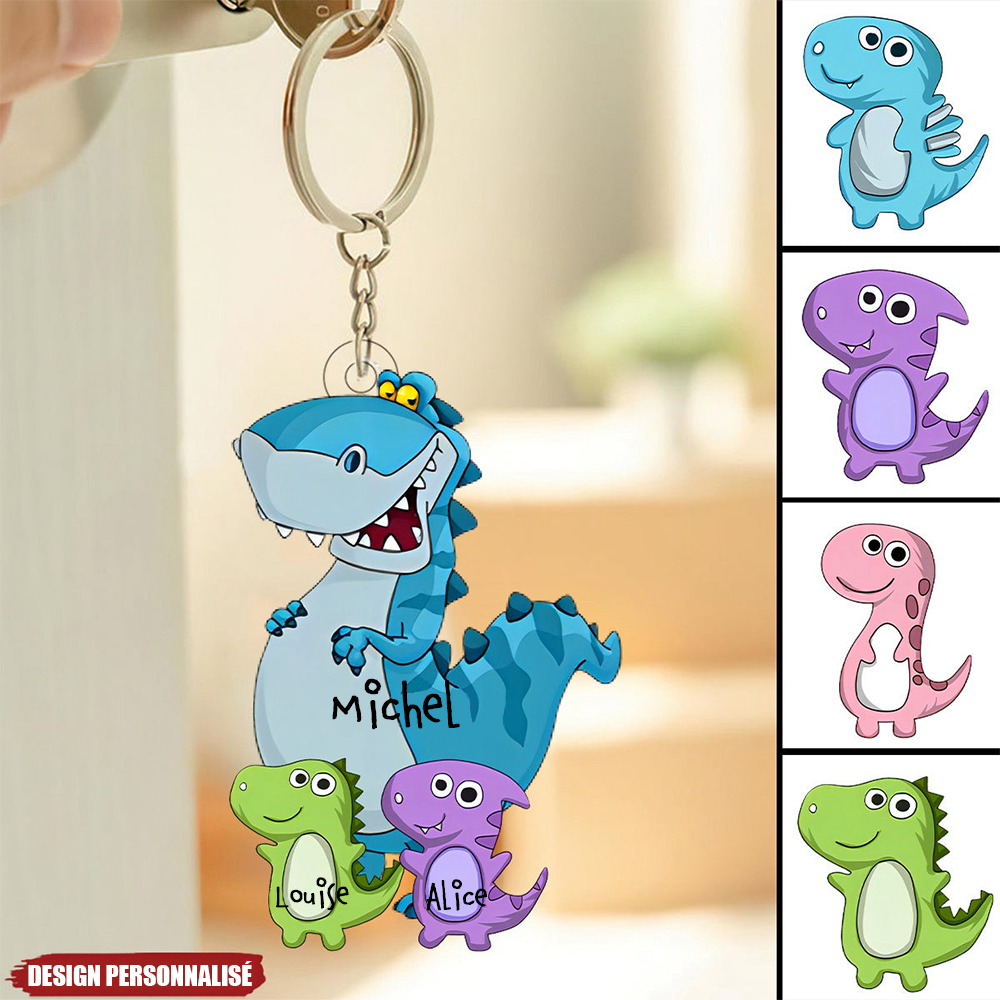 Porte-clés en acrylique personnalisé – Dinosaure pour Papi