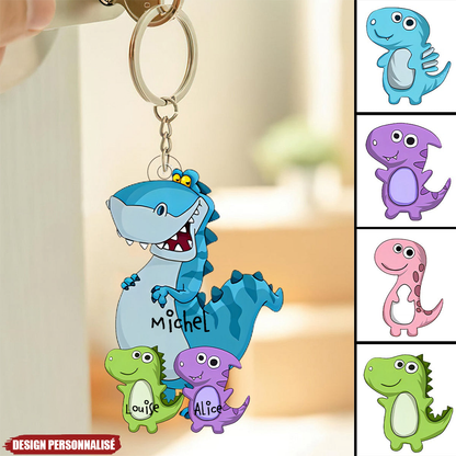 Porte-clés en acrylique personnalisé – Dinosaure pour Papi