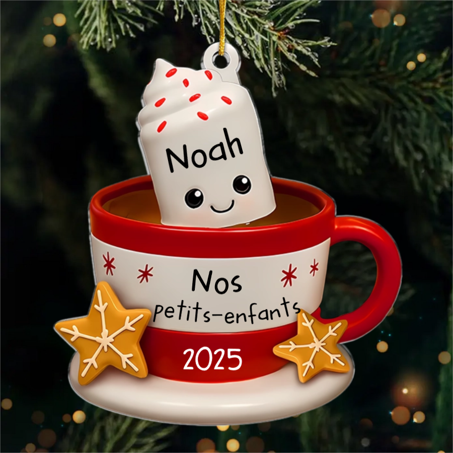 Ornement en acrylique personnalisé - Cadeaux de Noël personnalisés pour grand-père, grand-mère - Nos petits marshmallows