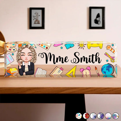 Plaque en acrylique personnalisée avec prénom – Cadeau pour enseignante et collègue