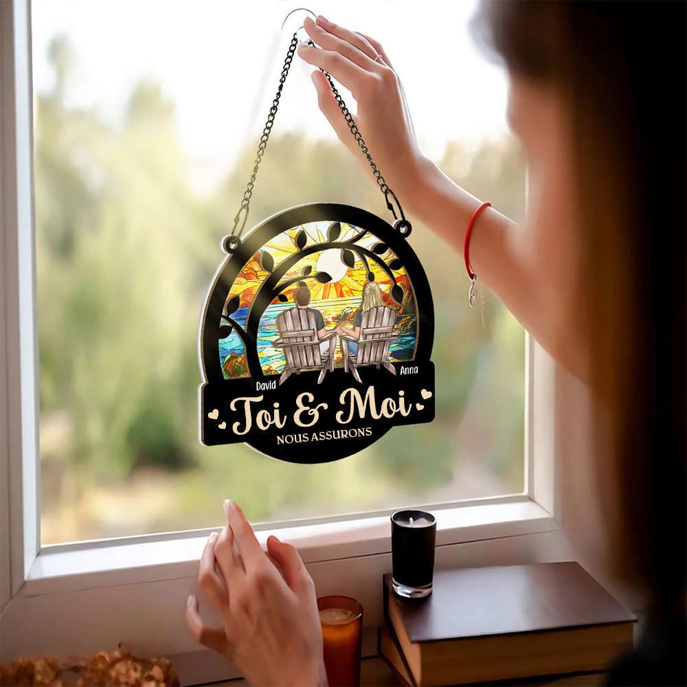 Toi et moi -Fenêtres acryliques personnalisées Ornement attrape-soleil
