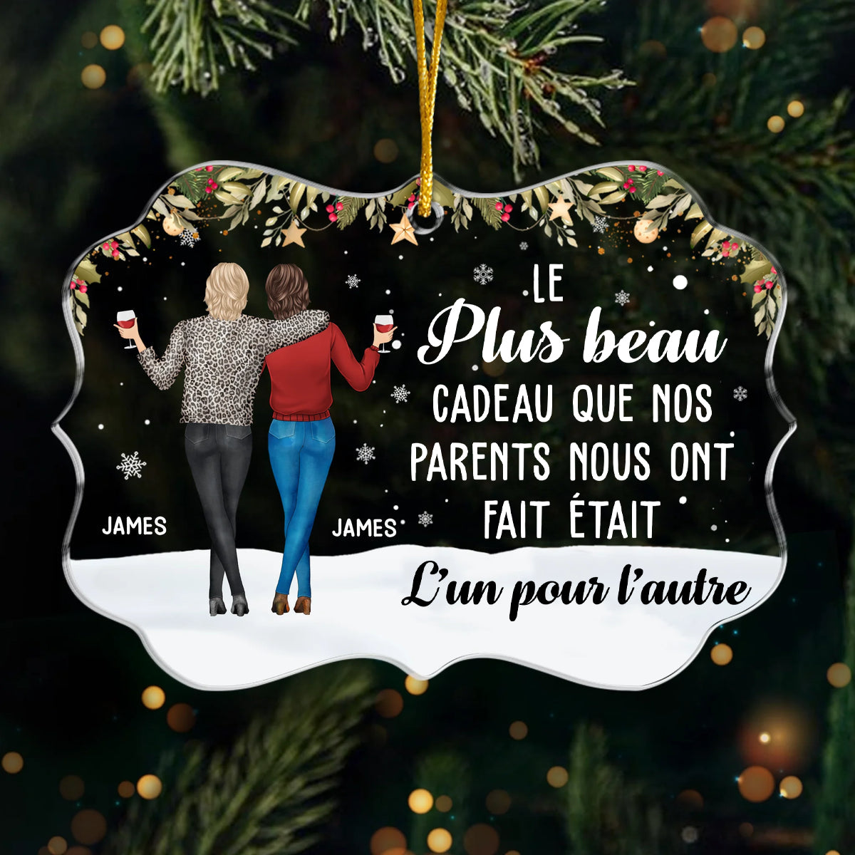 Orement personnalisé en acrylique Décoration de Noël pour frère et sœur