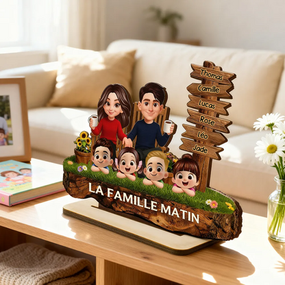 Décoration en bois personnalisé avec parents et enfants – Cadeau pour papa, maman, mamie et papi