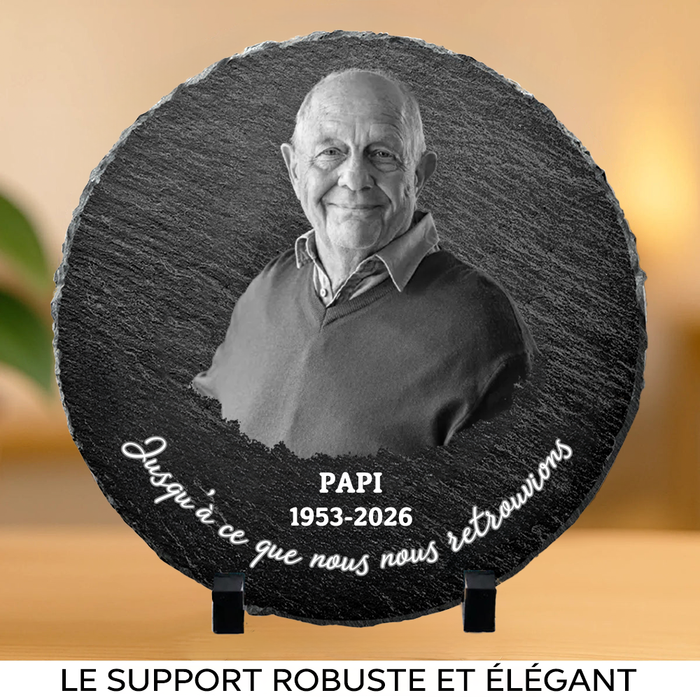 Plaque en ardoise personnalisée avec photo, année et texte – Cadeau commémoratif