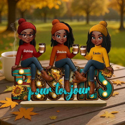 Besties pour toujours - Tableau en bois personnalisé avec 2 à 6 femmes Cadeau pour amies