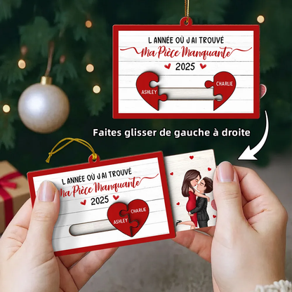 Tu es la pièce manquante-Orement coulissante personnalisée en forme de puzzle cœur – Cadeau de Noël pour Elle & Lui