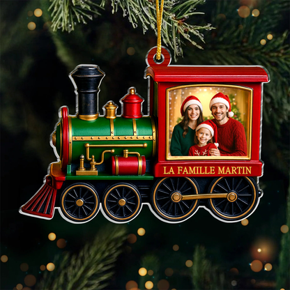Orement photo en acrylique Décoration de Noël personnalisée avec train de Noël pour famille