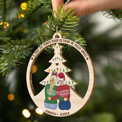 Orement en bois avec 2 à 6 femmes Décoration de Noël  pour meilleures amies