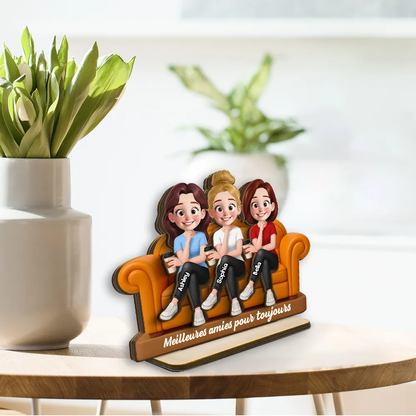 Plaque en bois personnalisée avec 2 à 5 femmes – Cadeau pour sœurs et meilleures amies