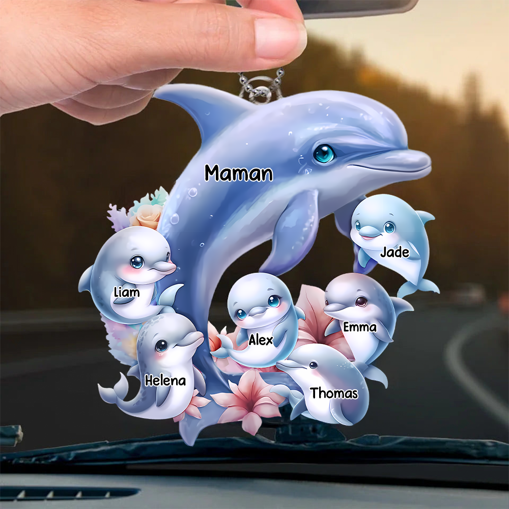 Pendentif personnalisé avec dauphins – Cadeau pour maman et mamie
