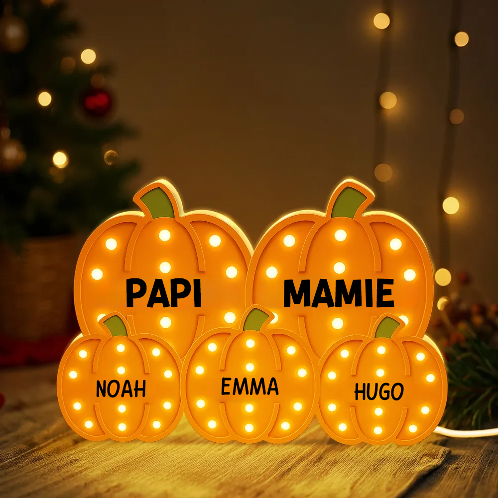 Boîte lumineuse personnalisée “Grand-mère & Grand-père – Champ de citrouilles”