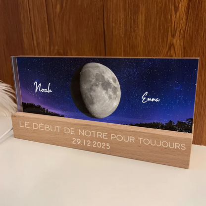 Lampe de nuit LED personnalisée avec phases de lune, cadeau pour couple