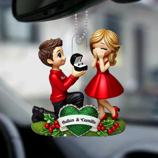 Demande en mariage – Pendentif en acrylique personnalisé avec noms, cadeau pour couple