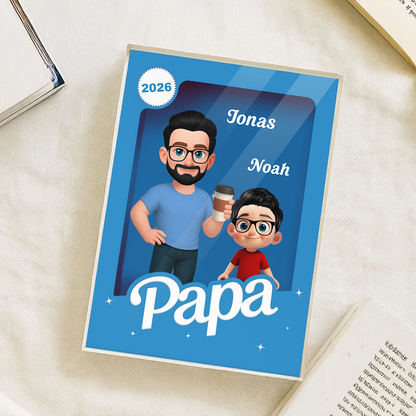 Bloc en acrylique personnalisé avec papa et enfants – Cadeau pour père et grand-père