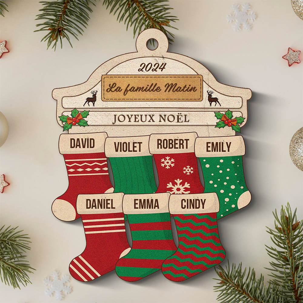 Bas de Noël-Bois Pendentif de Noël Personnalisable Décorations de Noël