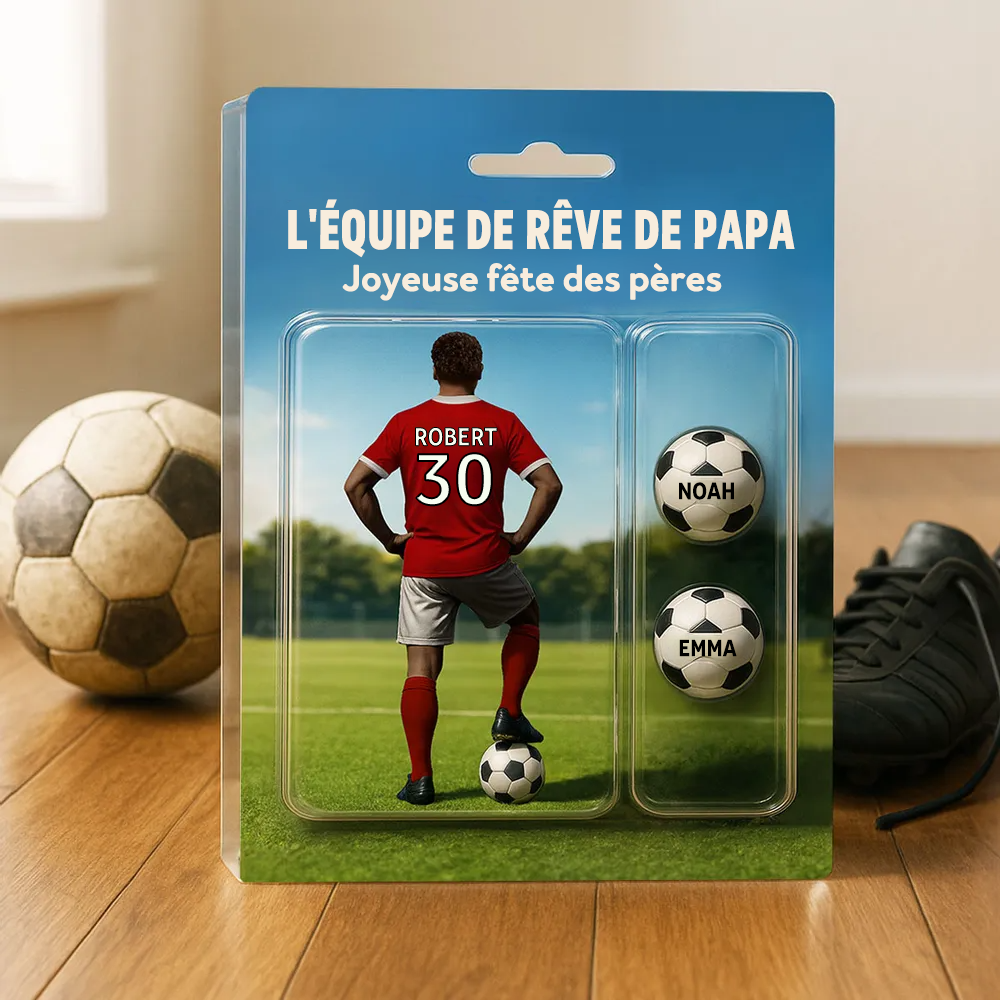 « L'équipe de rêve de papa ! » – Plaque acrylique personnalisée pour papa