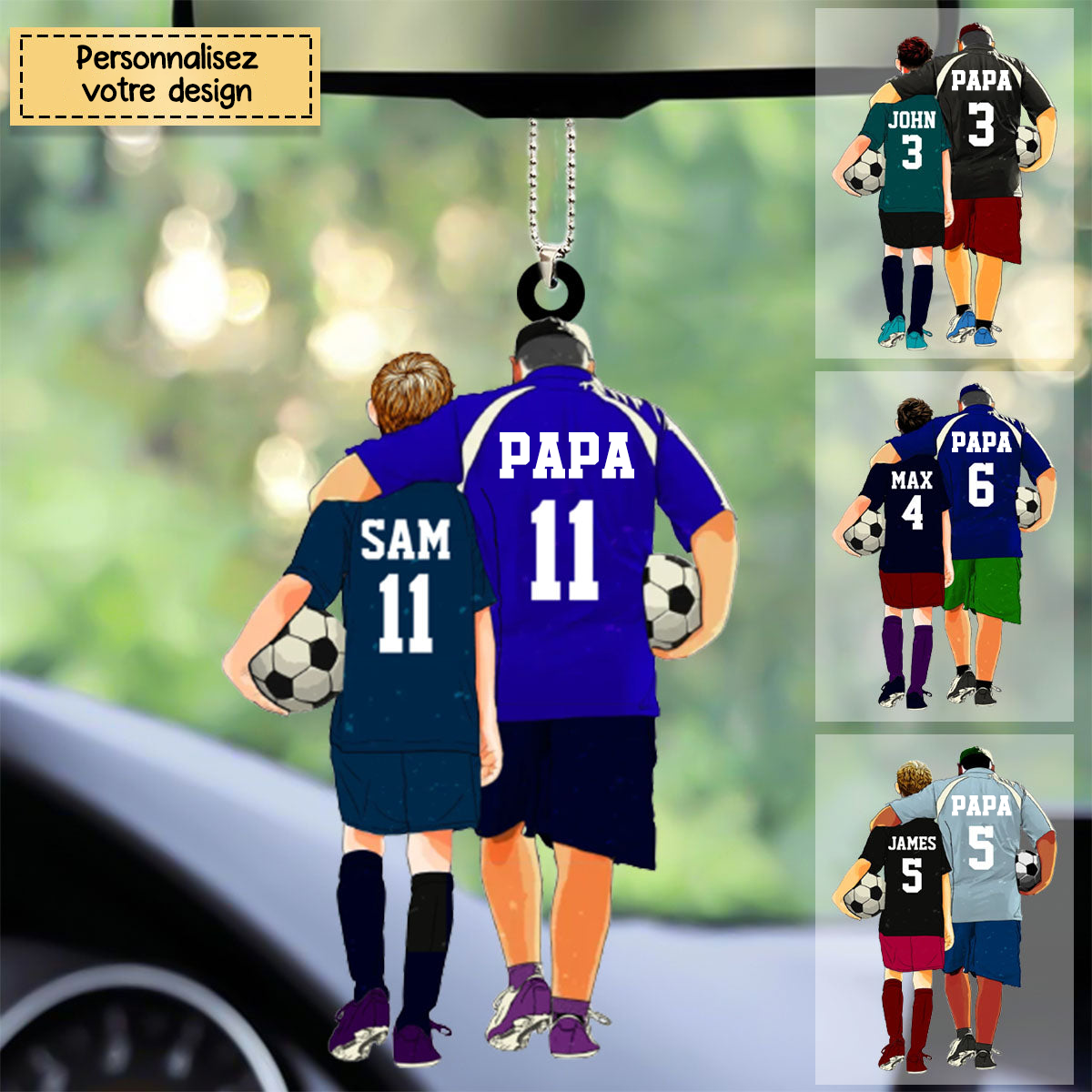 Porte-clé personnalisé Père et Enfant – Thème Football