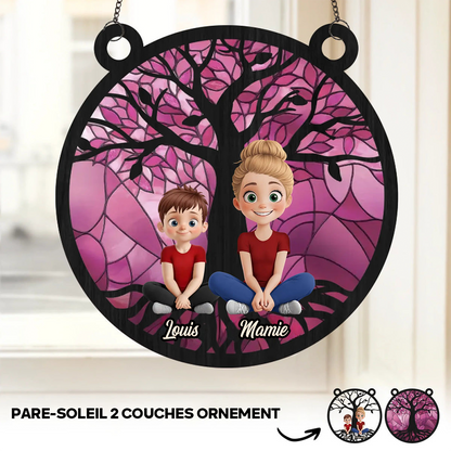 Mamie/Maman et enfants – Attrape-soleil personnalisé avec motif d’arbre