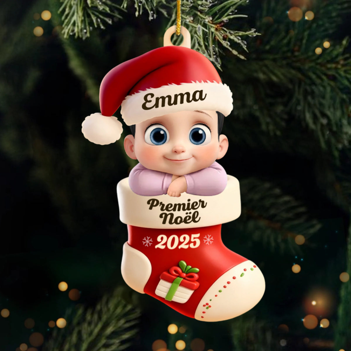 Premier Noël 2025 - Pendentif en acrylique Orement de Noël avec bébé