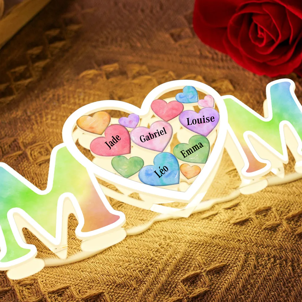 Boîte lumineuse MOM personnalisée avec prénom Cadeau pour maman