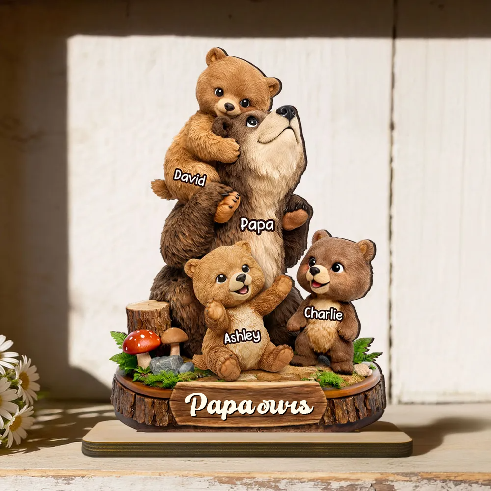 Décoration en bois personnalisé « Papa Ours » avec motif d’ours
