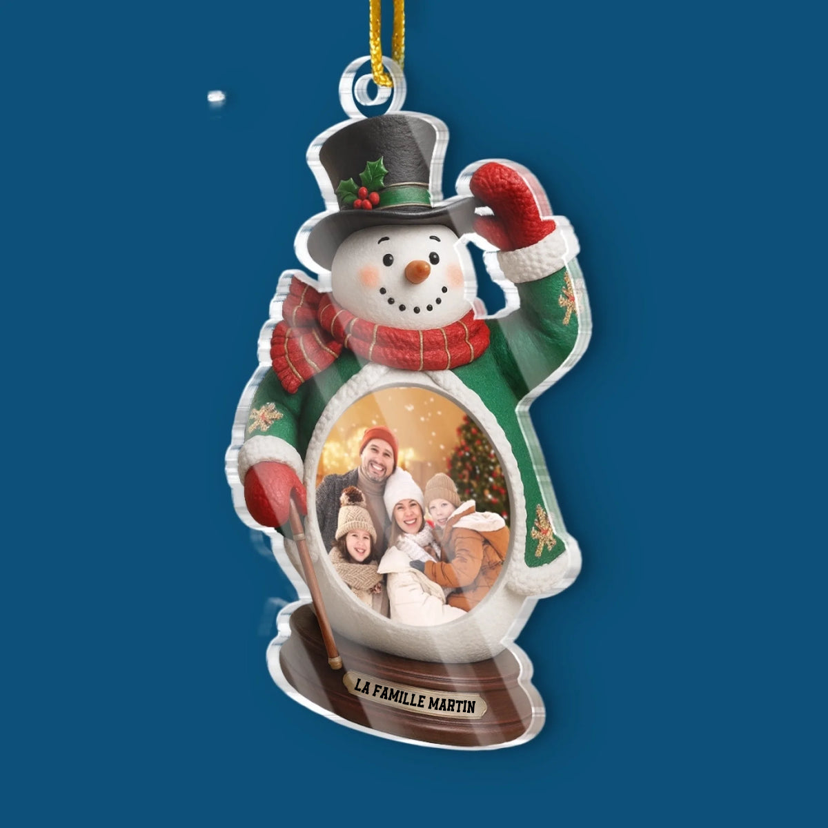 Orement personnalisée pour de Noël avec photo Ornement photo acrylique avec bonhomme de neige
