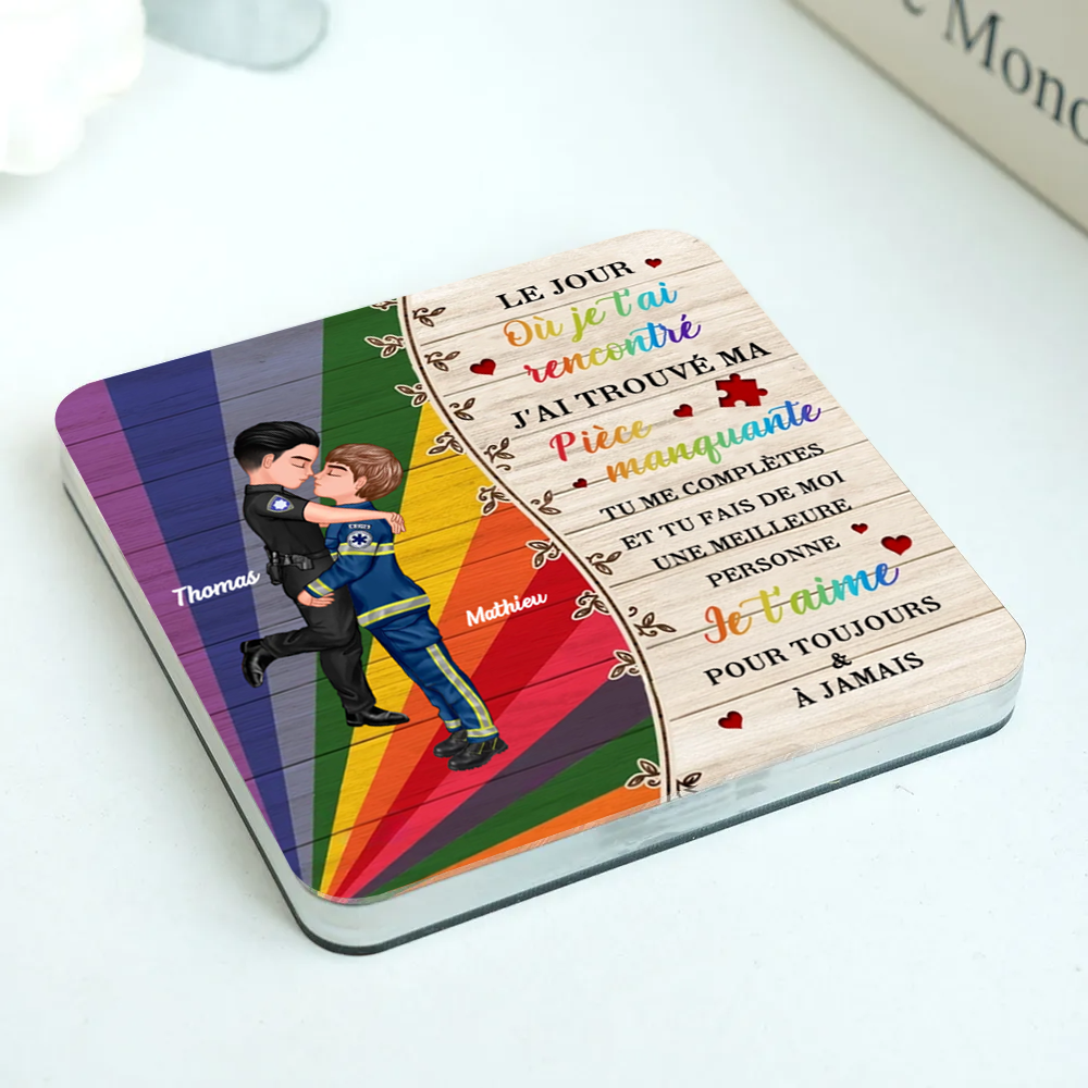 Aimants en acrylique personnalisés « Arc-en-ciel » pour couples