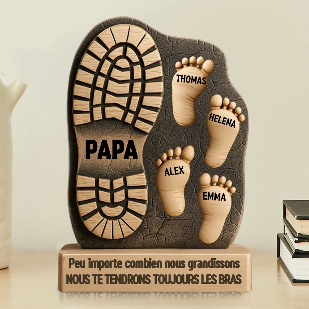 Je Suis Tes Pas – Plaque En Acrylique Personnalisée Pour Famille, Forme Sur Mesure, Cadeau Pour Papa, Papi
