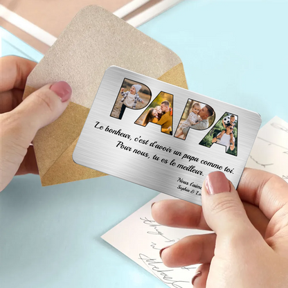 Carte portefeuille PAPA - Carte portefeuille personnalisée avec photos et texte Cadeau pour papa
