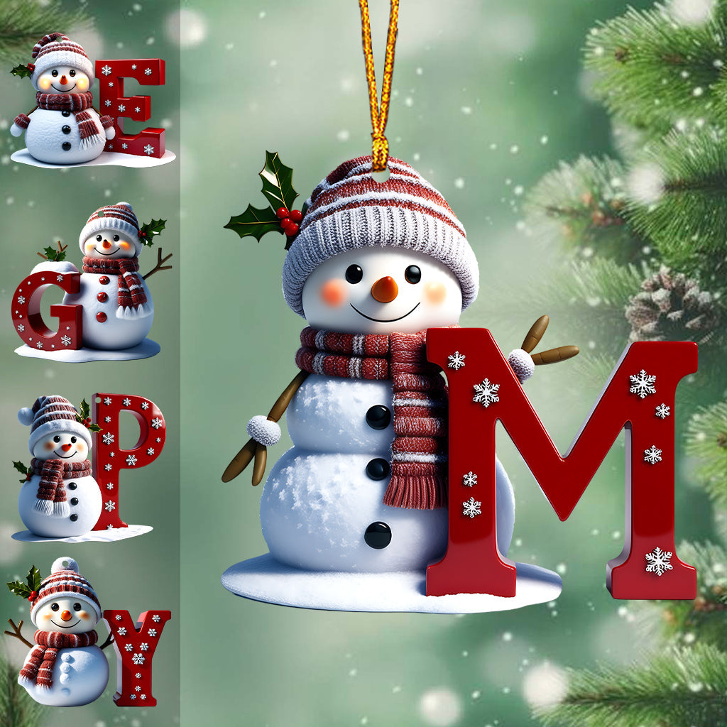 Pendentif de Noël personnalisé bonhomme de neige - Décoration avec lettres