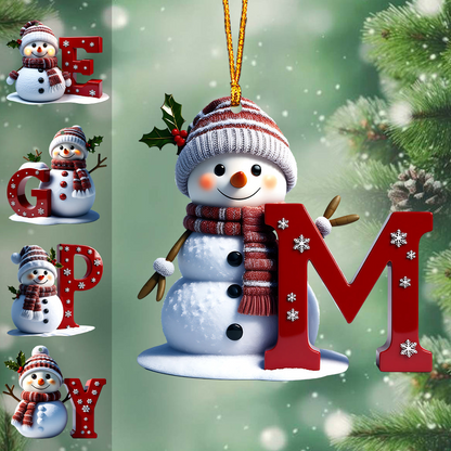 Pendentif de Noël personnalisé bonhomme de neige - Décoration avec lettres