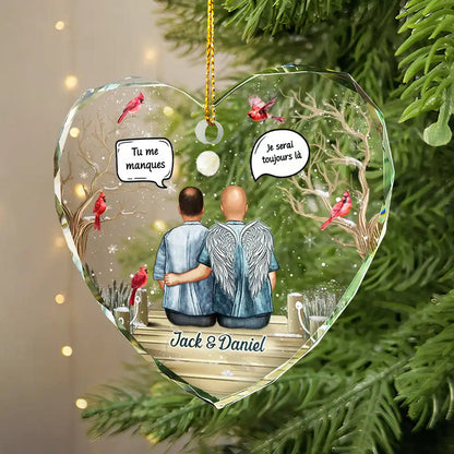 Ornement en verre en forme de cœur – Décoration de Noël commémorative, cadeau de deuil