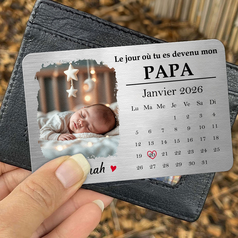 Carte portefeuille avec photo et calendrier – Wallet Card pour papa, maman, papi et mamie