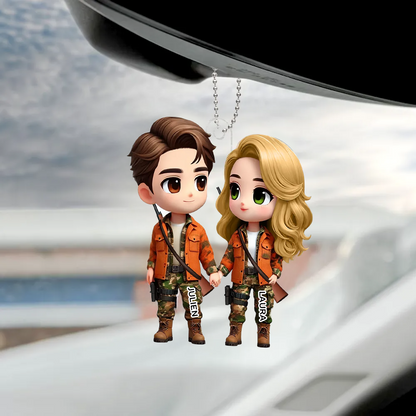 Pendentif en acrylique personnalisé avec couple cartoon, cadeau pour couple