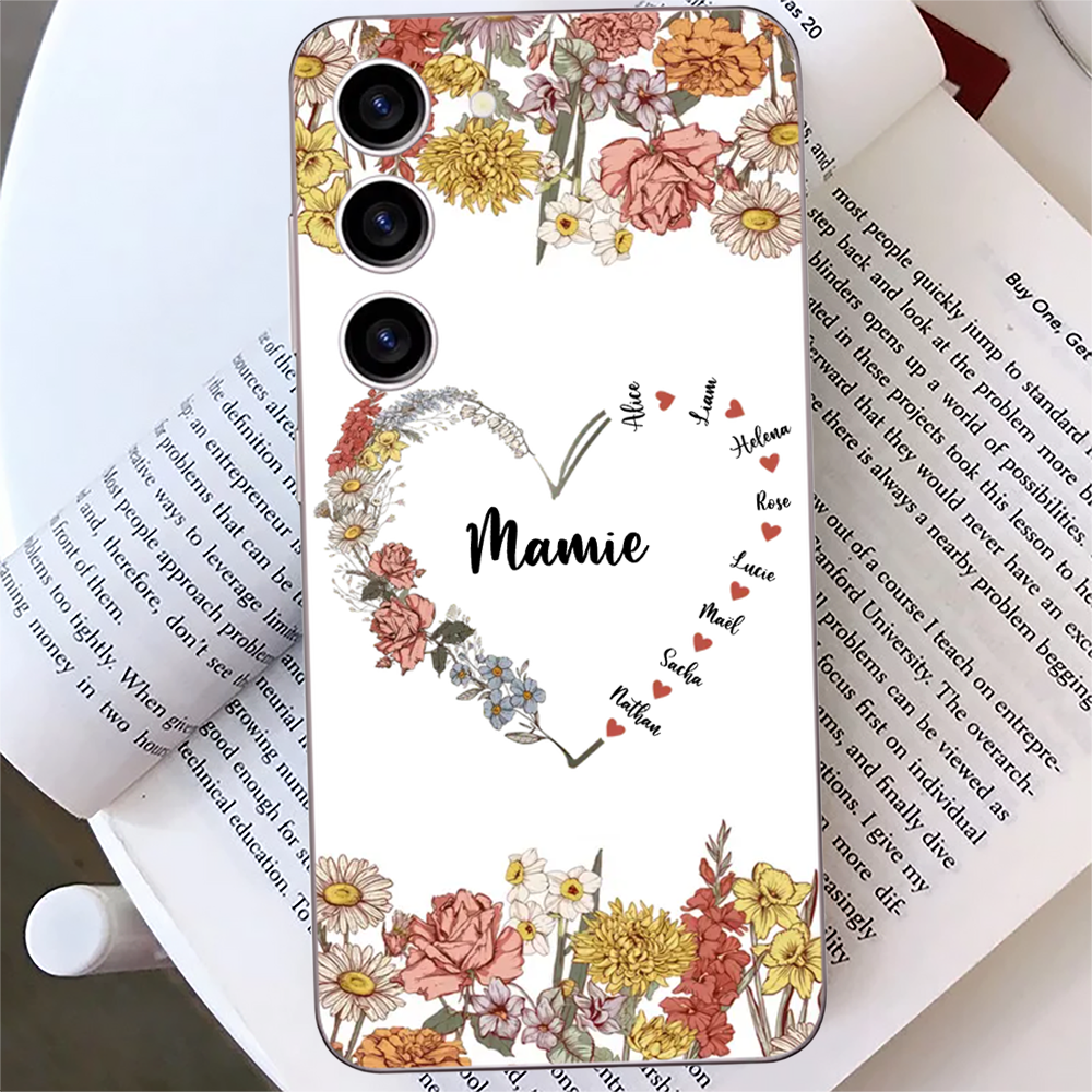 Étui personnalisé pour iPhone et Samsung avec fleurs